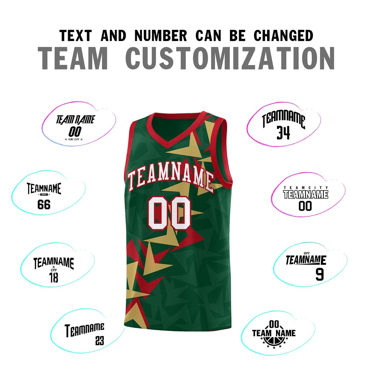 Custom Hunter Green Boomerang Pattern Kits Basketball Jersey|KXKSHOP