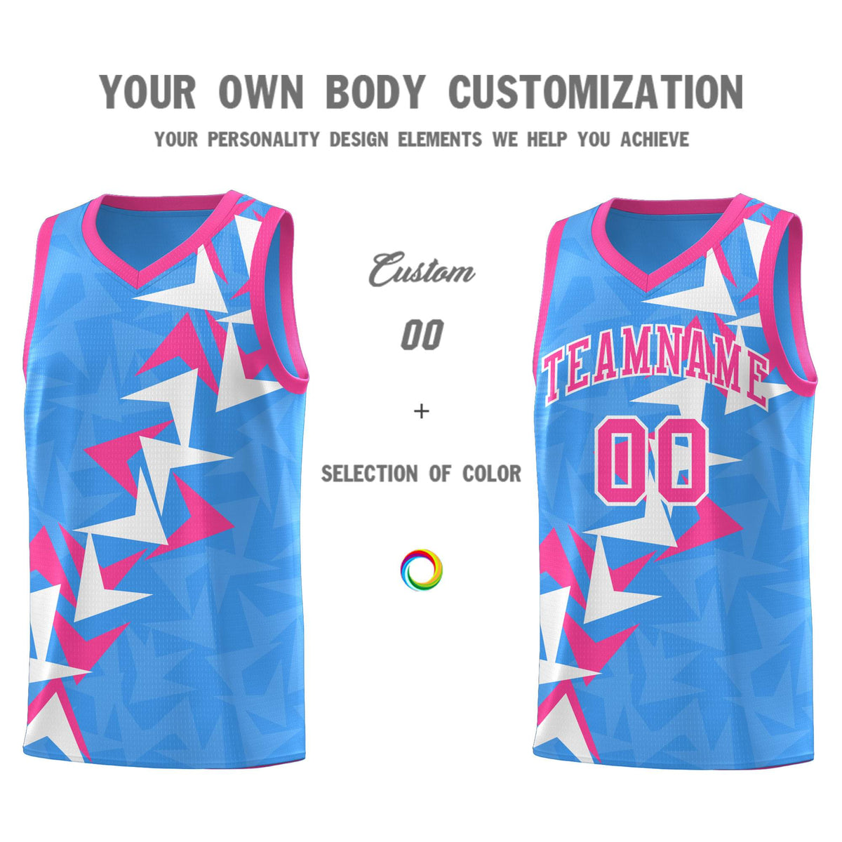 Custom Light Blue Boomerang Pattern Kits Basketball Jersey|KXKSHOP