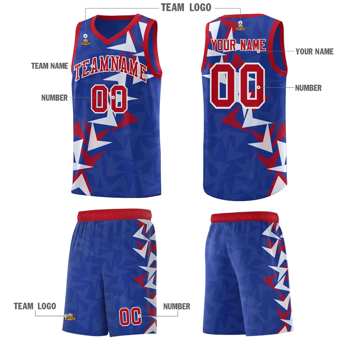 Custom Royal Boomerang Pattern Kits Basketball Jersey|KXKSHOP