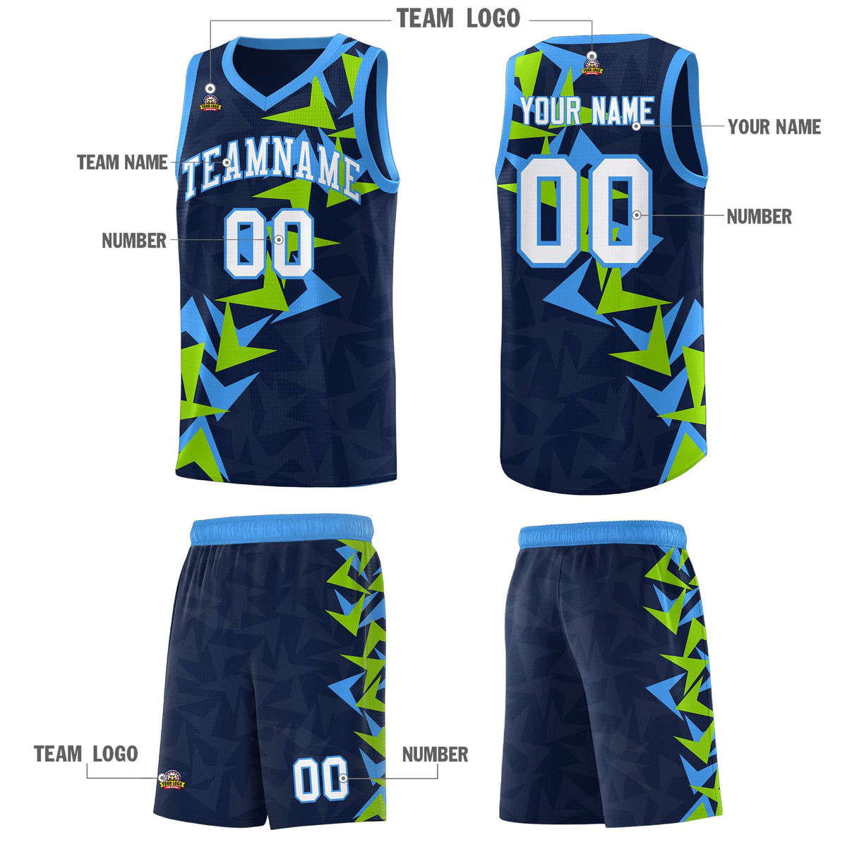 Custom Navy Boomerang Pattern Kits Basketball Jersey|KXKSHOP