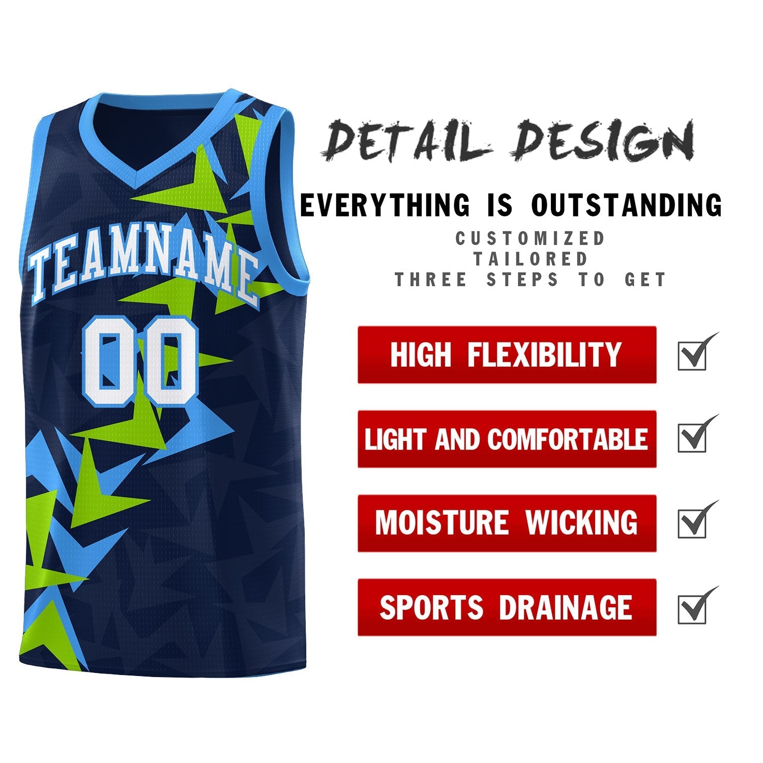 Custom Navy Boomerang Pattern Kits Basketball Jersey|KXKSHOP