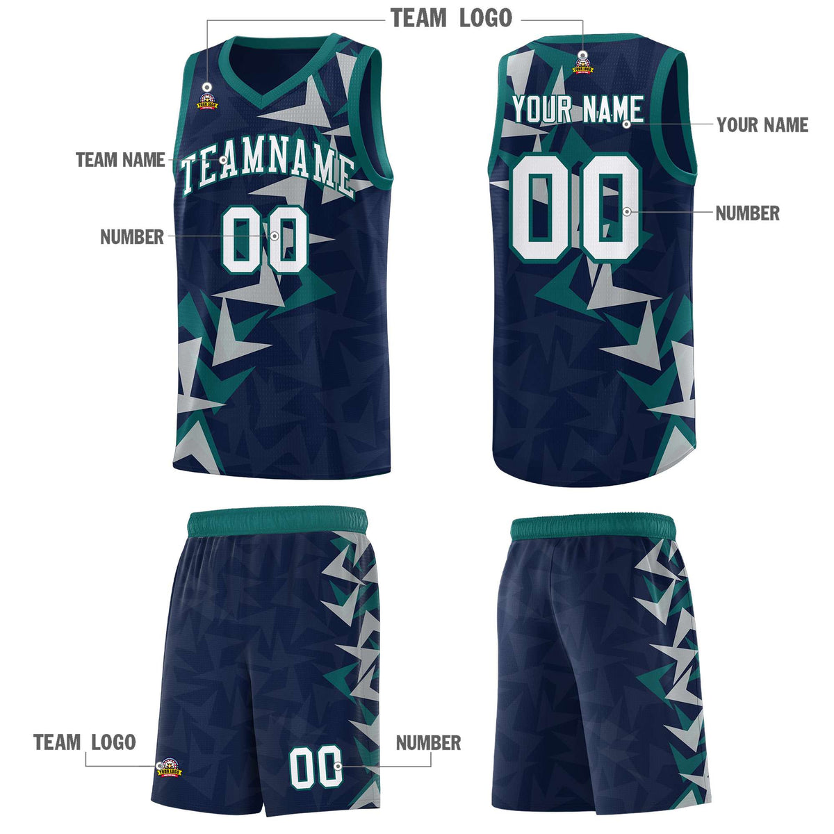 Custom Navy Boomerang Pattern Kits Basketball Jersey|KXKSHOP