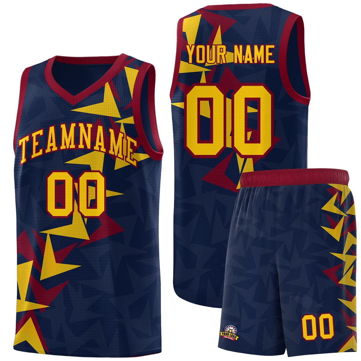 Custom Navy Boomerang Pattern Kits Basketball Jersey|KXKSHOP