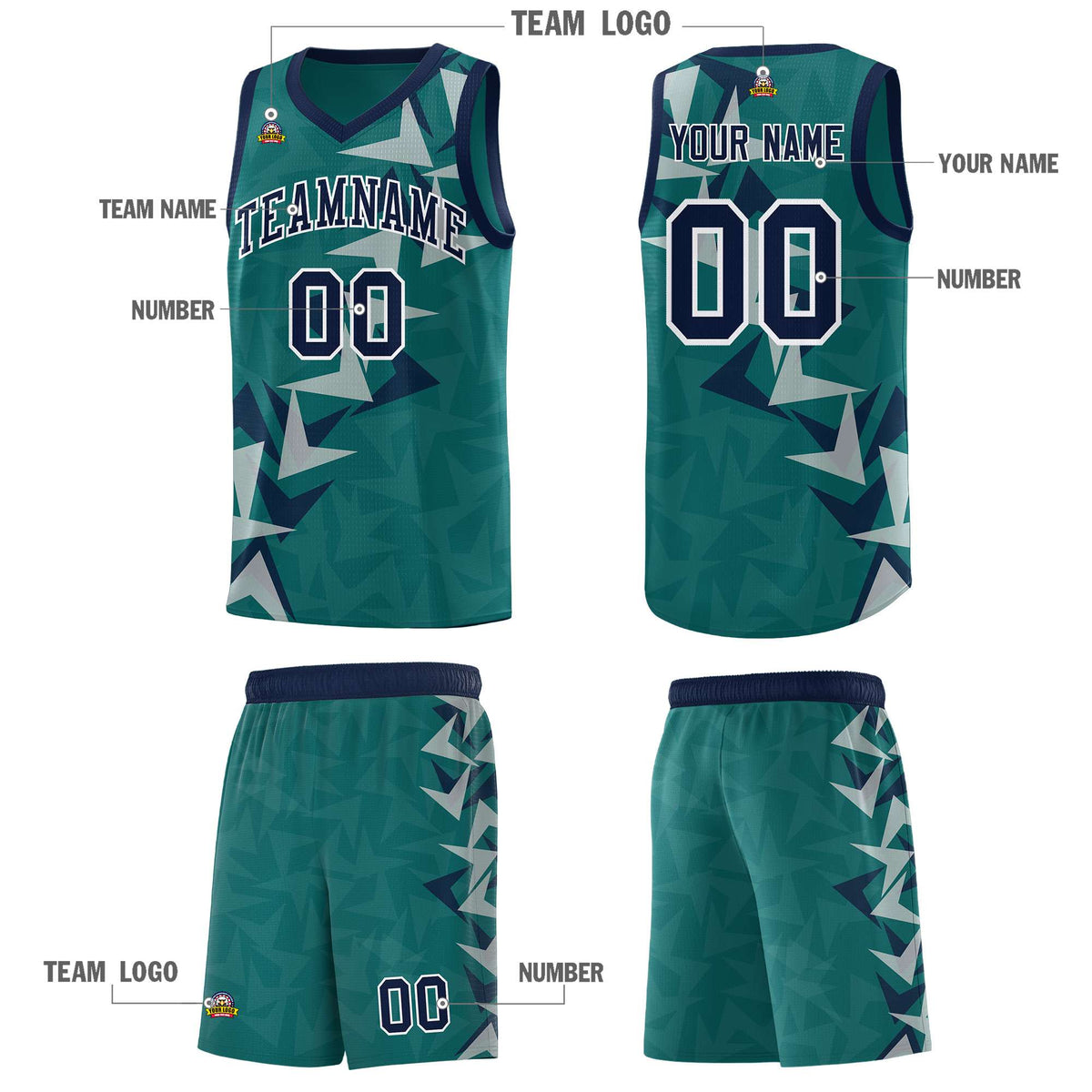 Custom Aqua Boomerang Pattern Kits Basketball Jersey|KXKSHOP