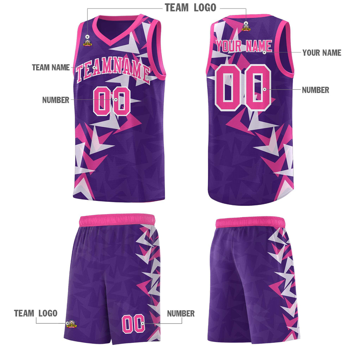 Custom Purple Boomerang Pattern Kits Basketball Jersey|KXKSHOP