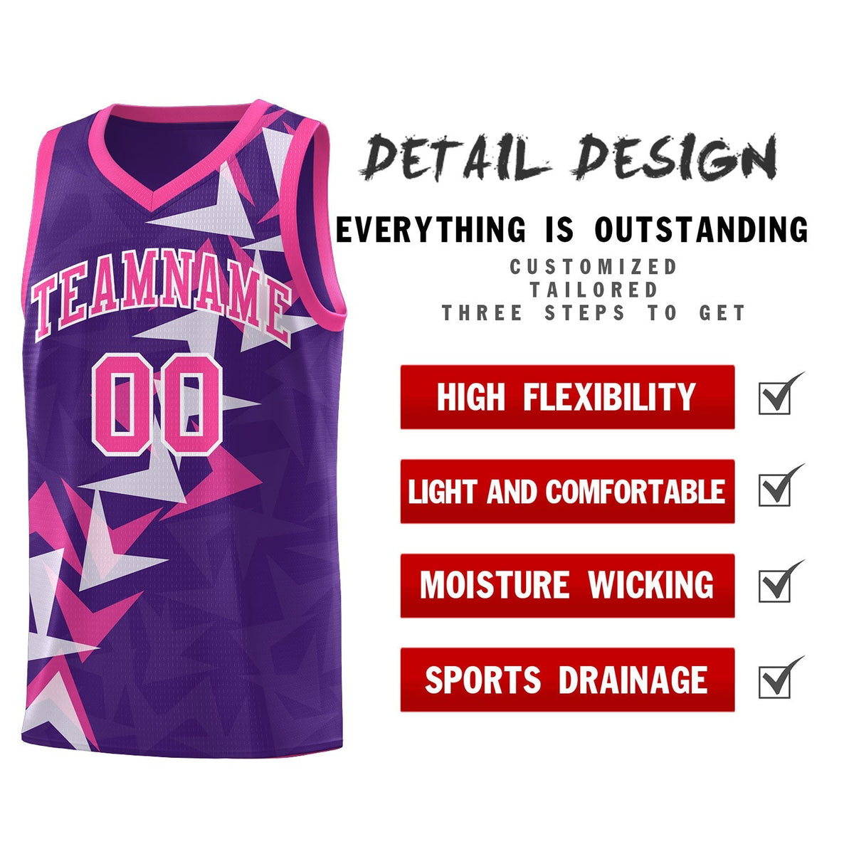 Custom Purple Boomerang Pattern Kits Basketball Jersey|KXKSHOP