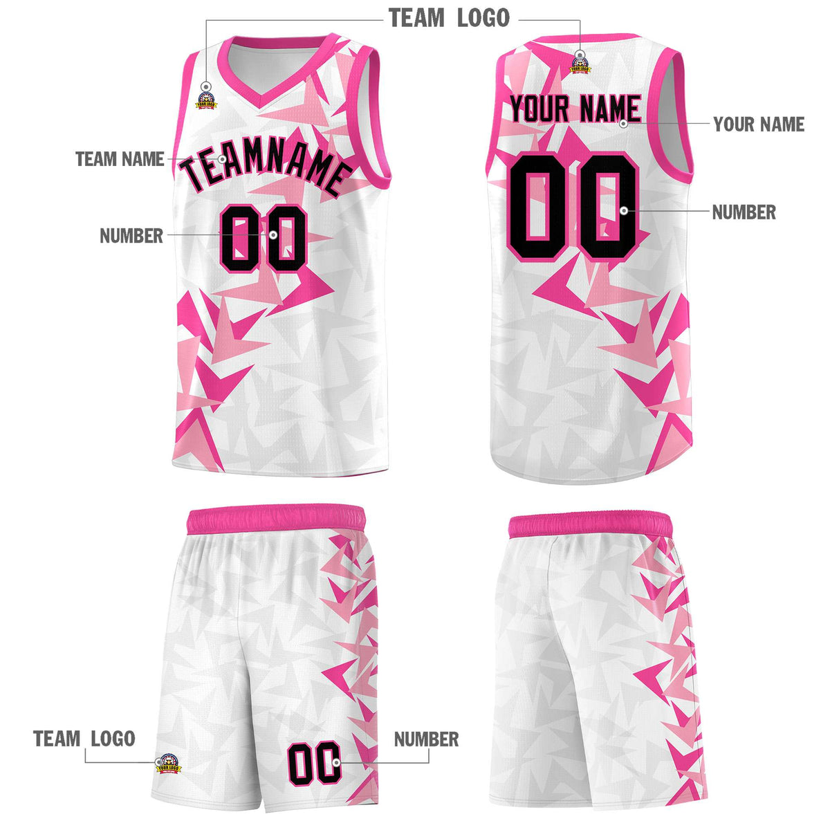 Custom White Boomerang Pattern Kits Basketball Jersey|KXKSHOP