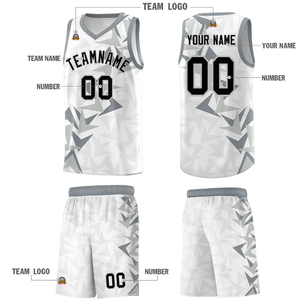 Custom White Boomerang Pattern Kits Basketball Jersey|KXKSHOP