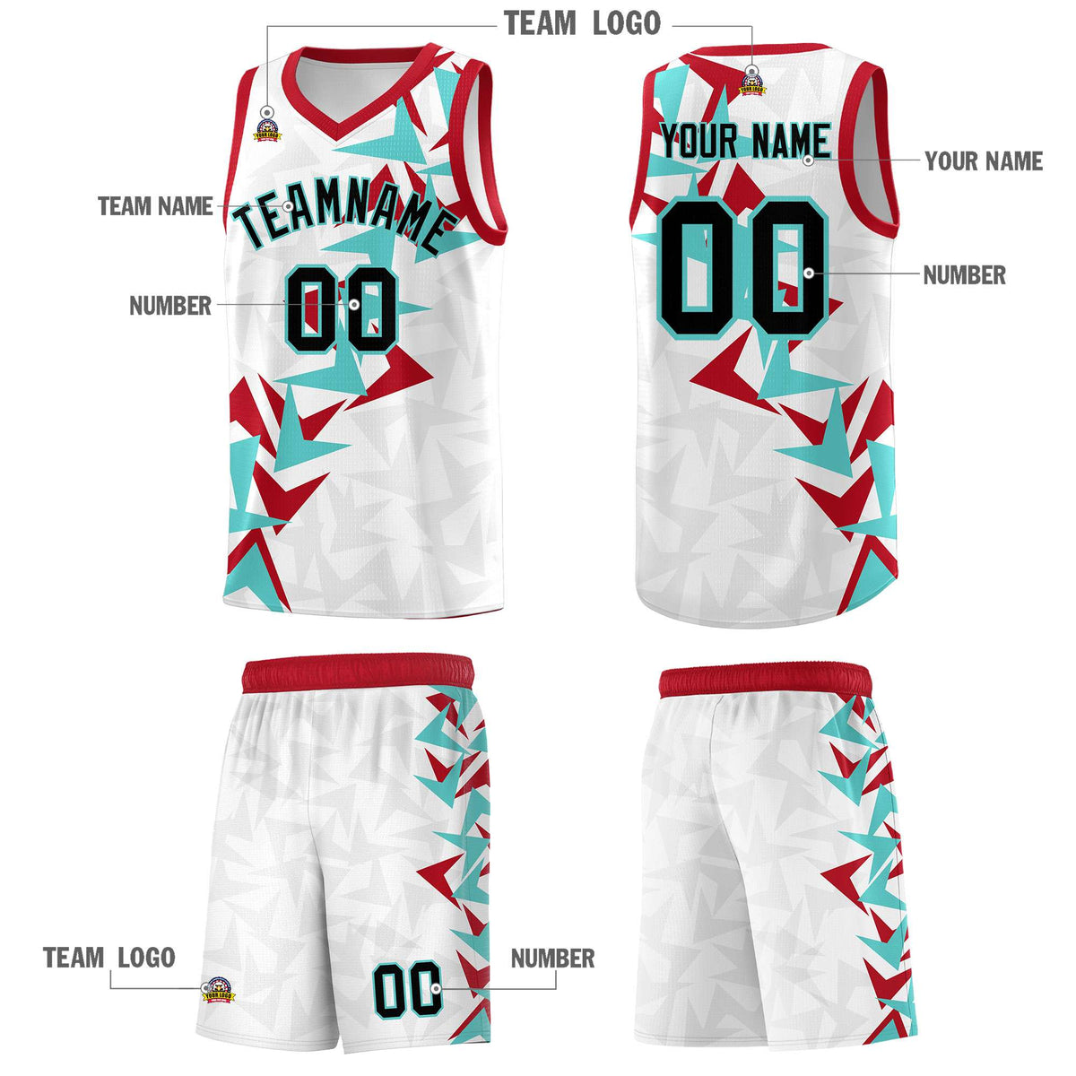Custom White Boomerang Pattern Kits Basketball Jersey|KXKSHOP