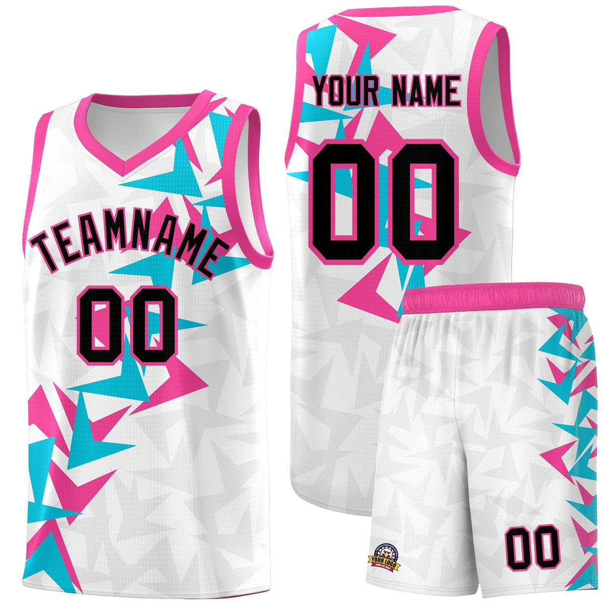 Custom White Boomerang Pattern Kits Basketball Jersey|KXKSHOP