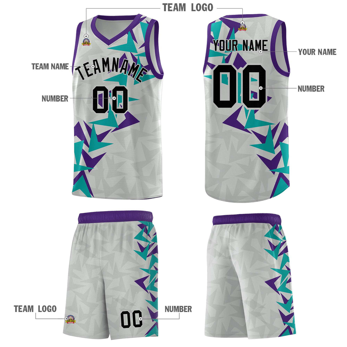 Custom Gray Boomerang Pattern Kits Basketball Jersey|KXKSHOP