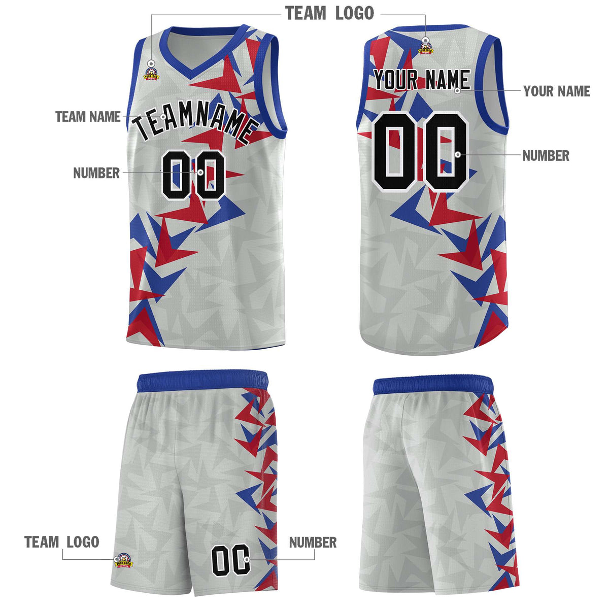 Custom Gray Boomerang Pattern Kits Basketball Jersey|KXKSHOP
