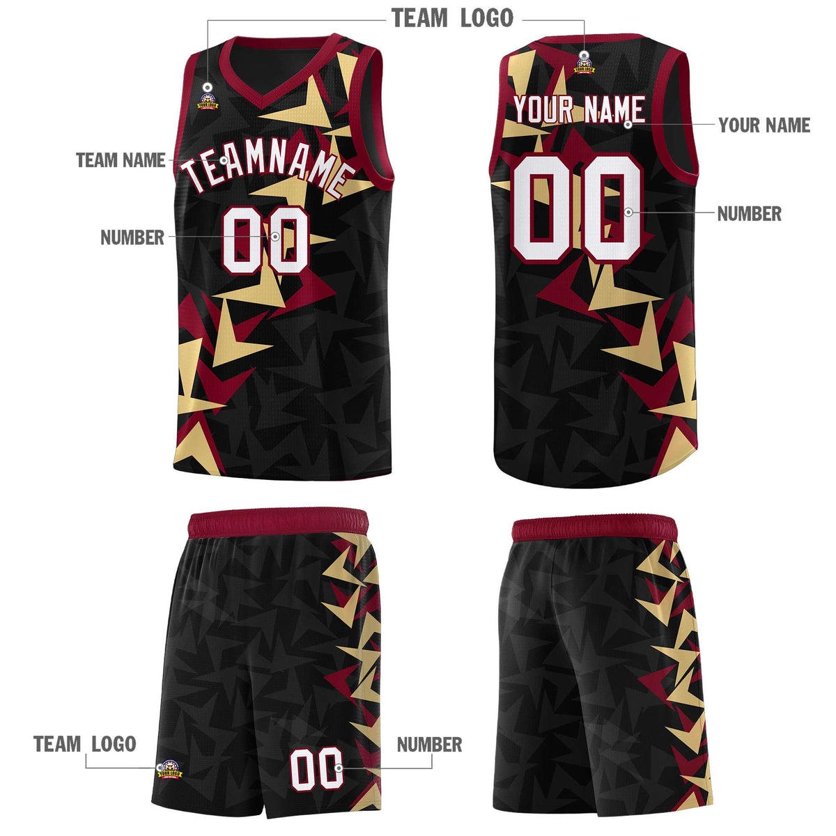 Custom Black Boomerang Pattern Kits Basketball Jersey|KXKSHOP