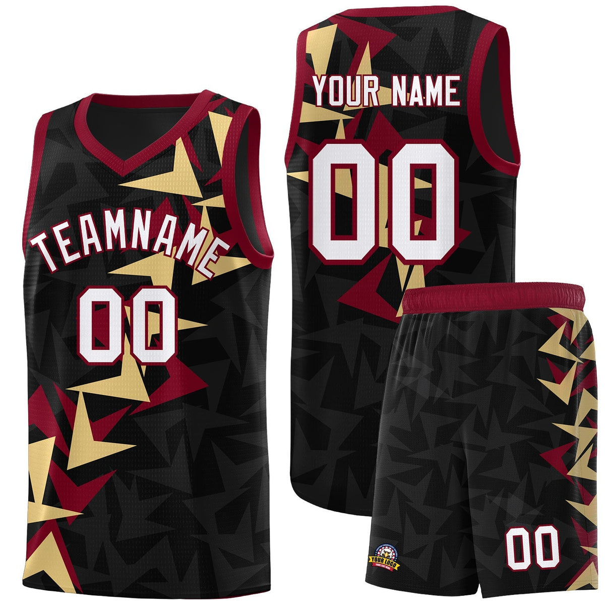 Custom Black Boomerang Pattern Kits Basketball Jersey|KXKSHOP