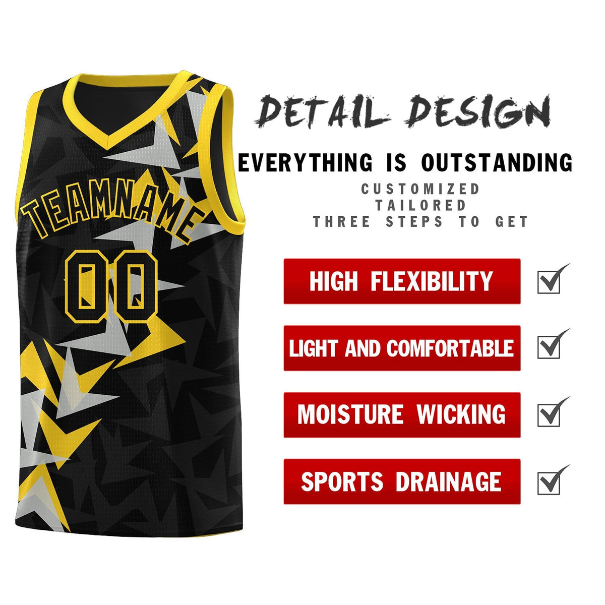Custom Black Boomerang Pattern Kits Basketball Jersey|KXKSHOP