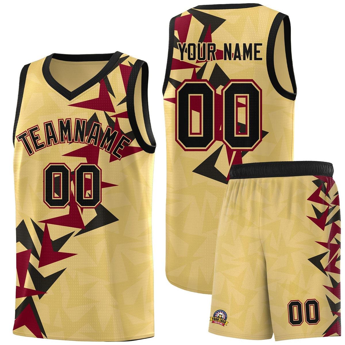 Custom Khaki Boomerang Pattern Kits Basketball Jersey|KXKSHOP