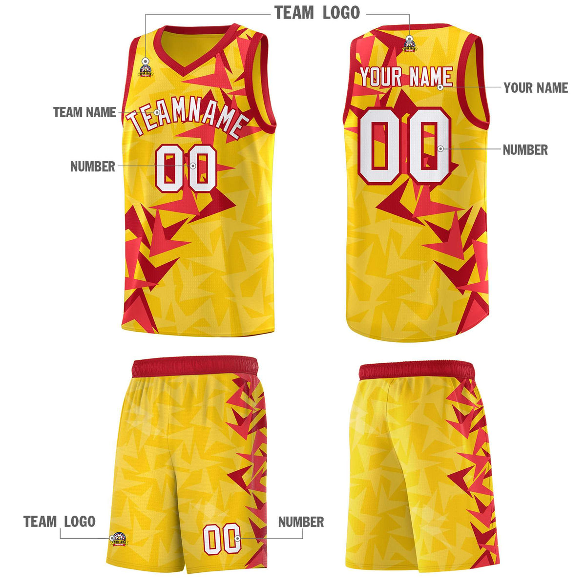 Custom Gold Boomerang Pattern Kits Basketball Jersey|KXKSHOP