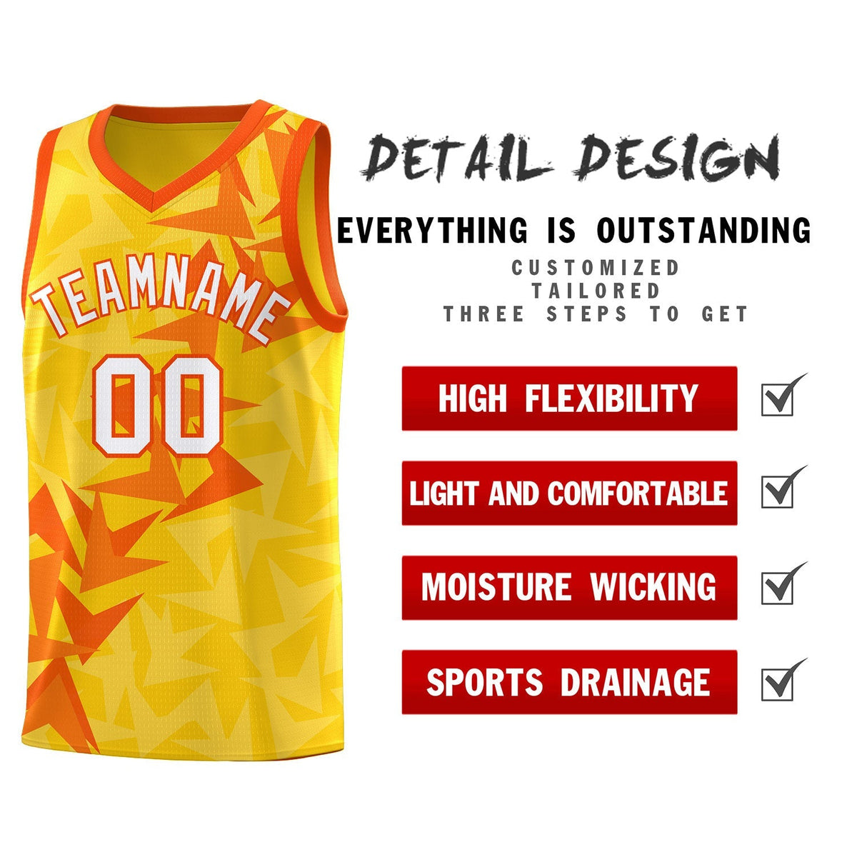 Custom Gold Boomerang Pattern Kits Basketball Jersey|KXKSHOP