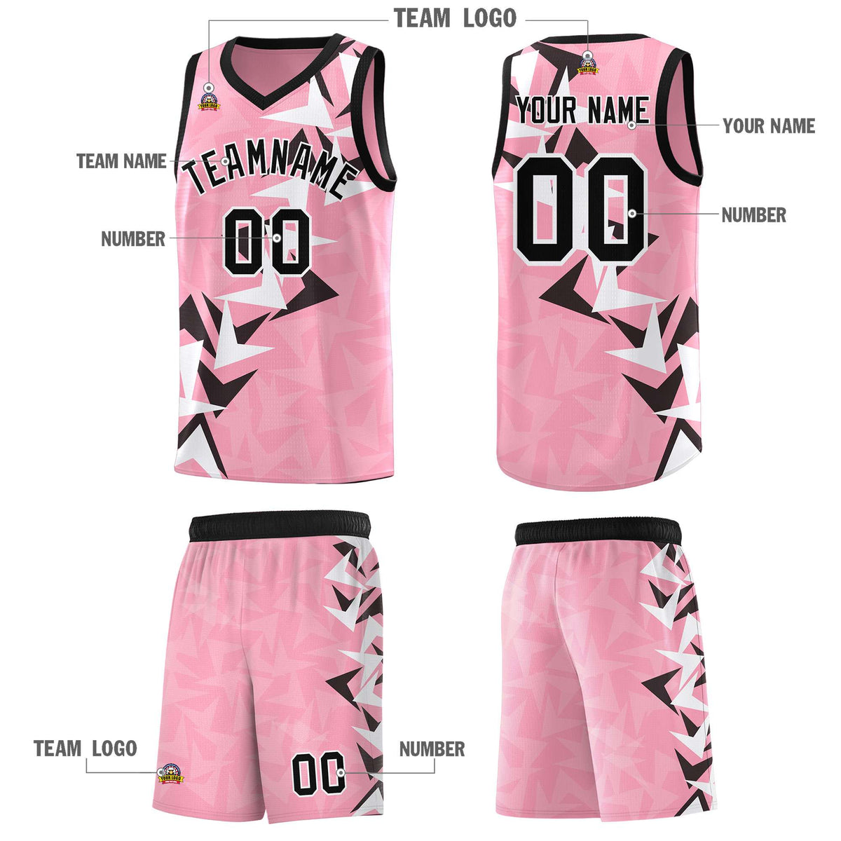 Custom Light Pink Boomerang Pattern Kits Basketball Jersey|KXKSHOP