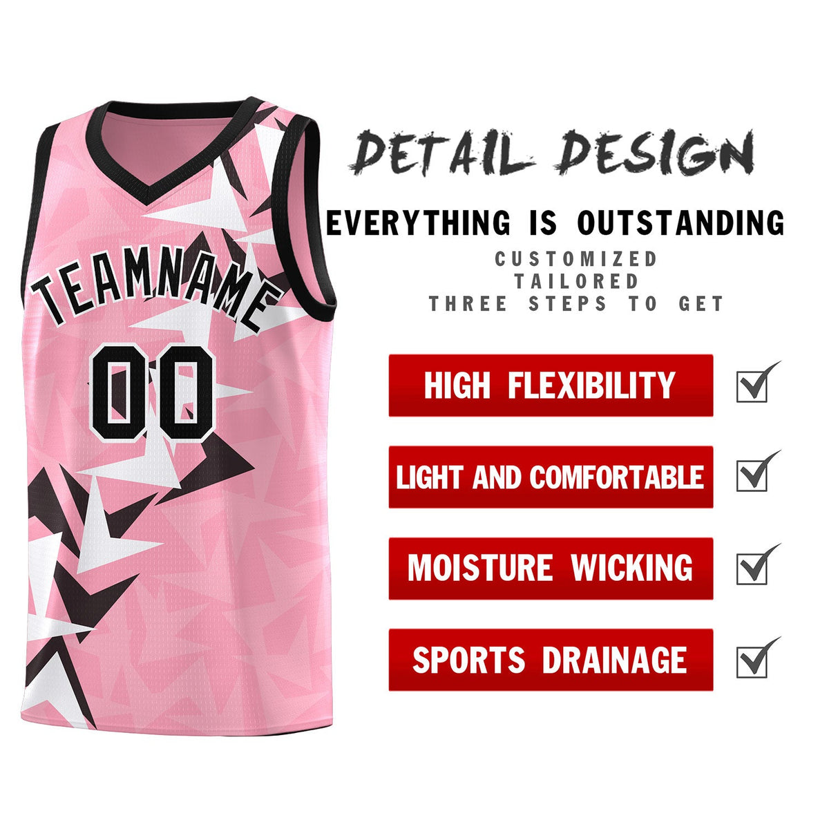 Custom Light Pink Boomerang Pattern Kits Basketball Jersey|KXKSHOP