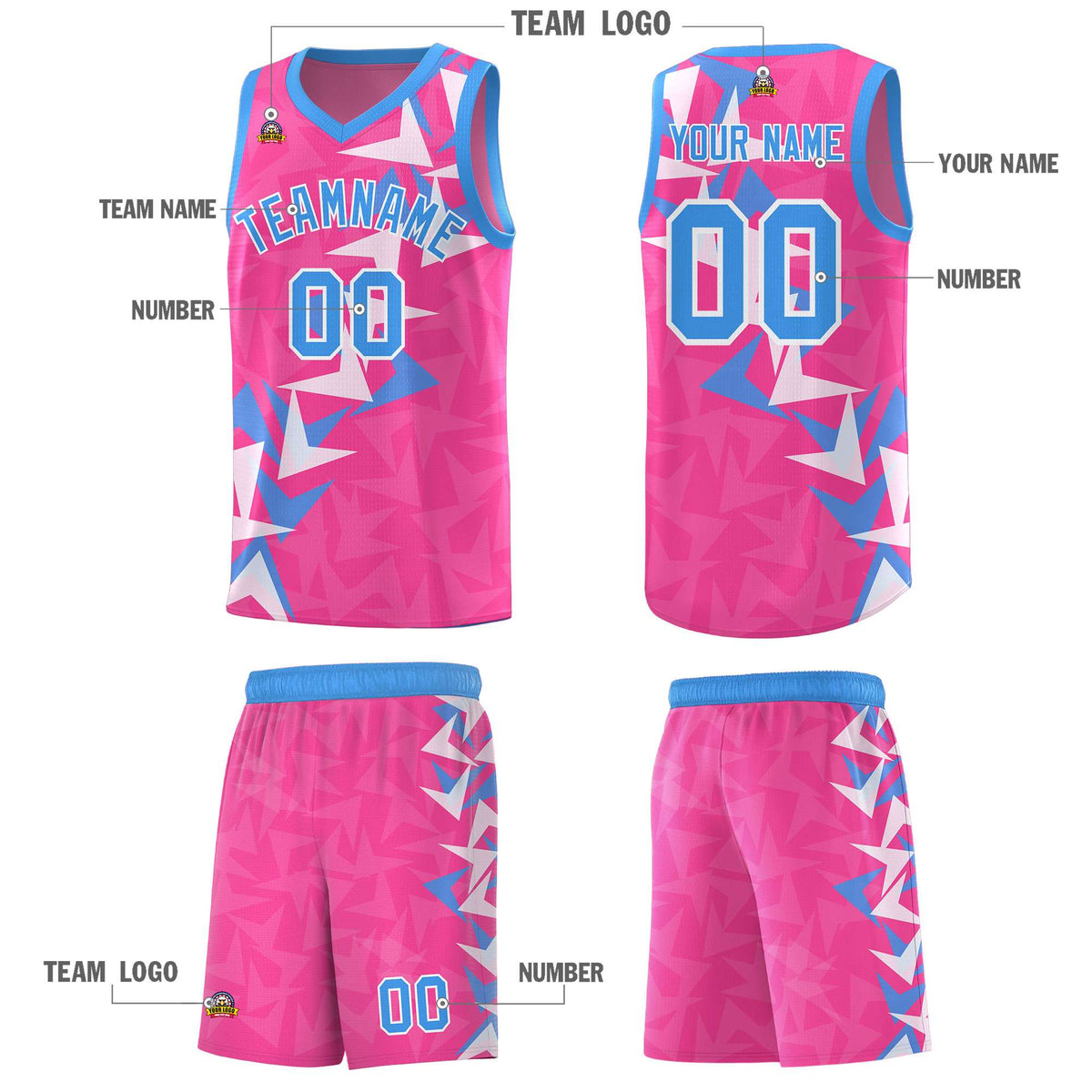 Custom Pink Boomerang Pattern Kits Basketball Jersey|KXKSHOP