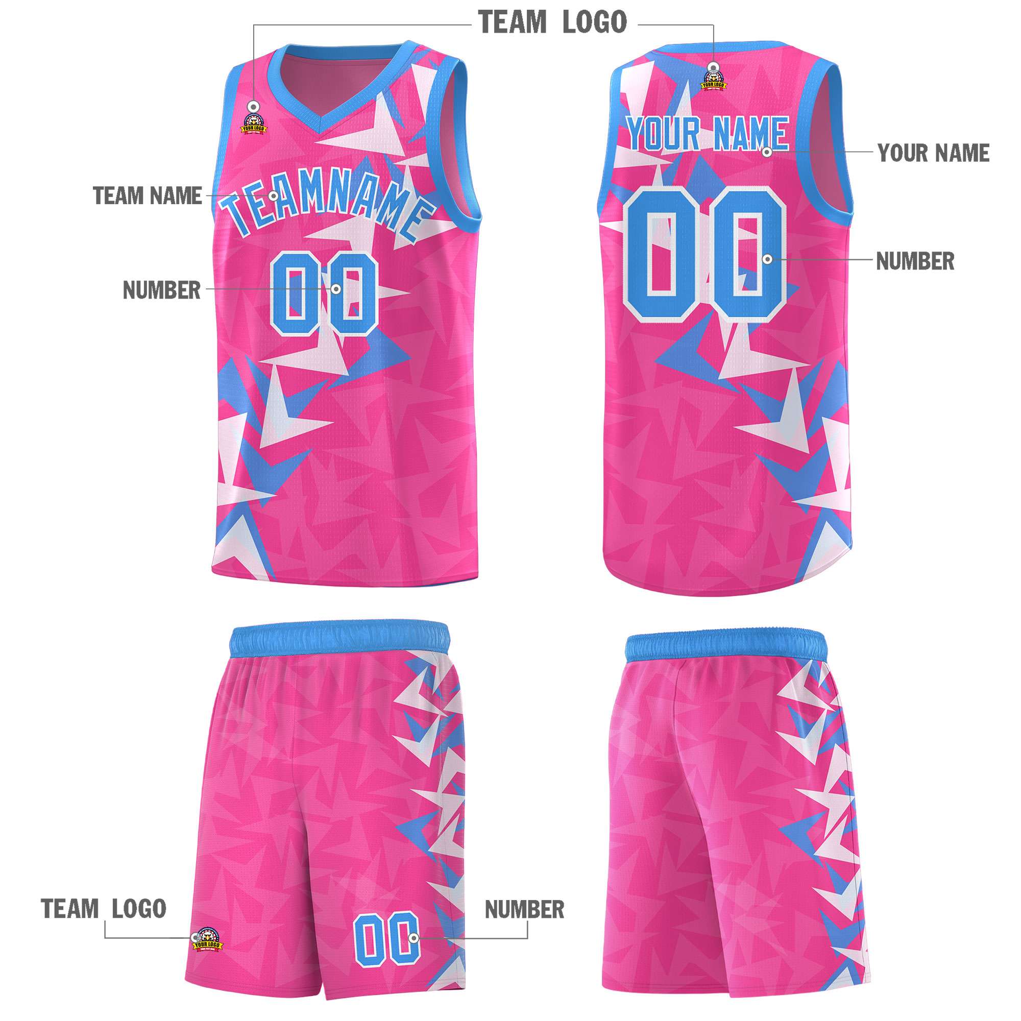 Custom Pink Boomerang Pattern Kits Basketball Jersey|KXKSHOP