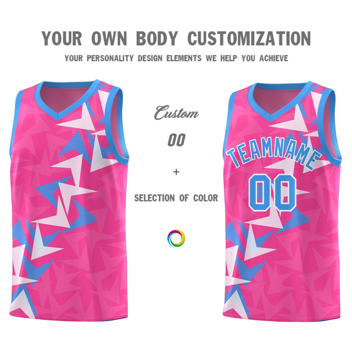 Custom Pink Boomerang Pattern Kits Basketball Jersey|KXKSHOP