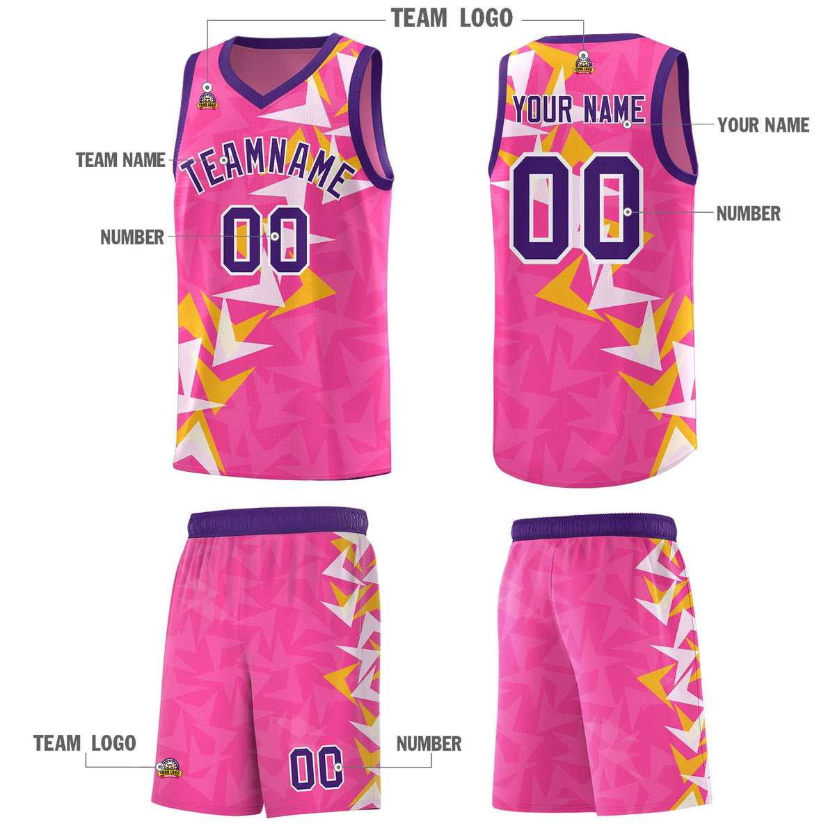 Custom Pink Boomerang Pattern Kits Basketball Jersey|KXKSHOP