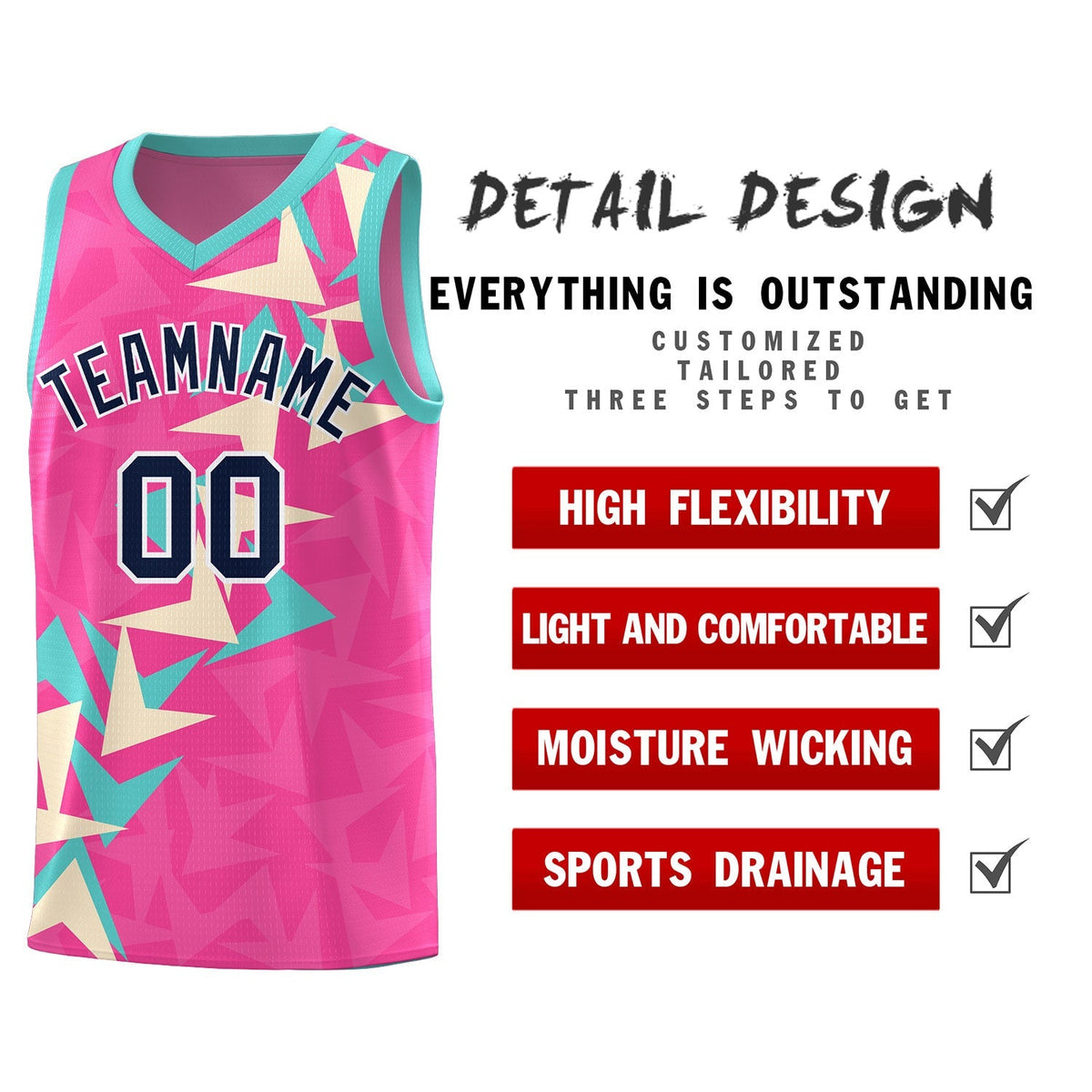 Custom Pink Boomerang Pattern Kits Basketball Jersey|KXKSHOP