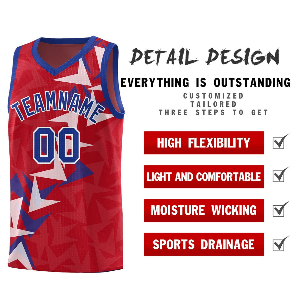 Custom Red Boomerang Pattern Kits Basketball Jersey|KXKSHOP
