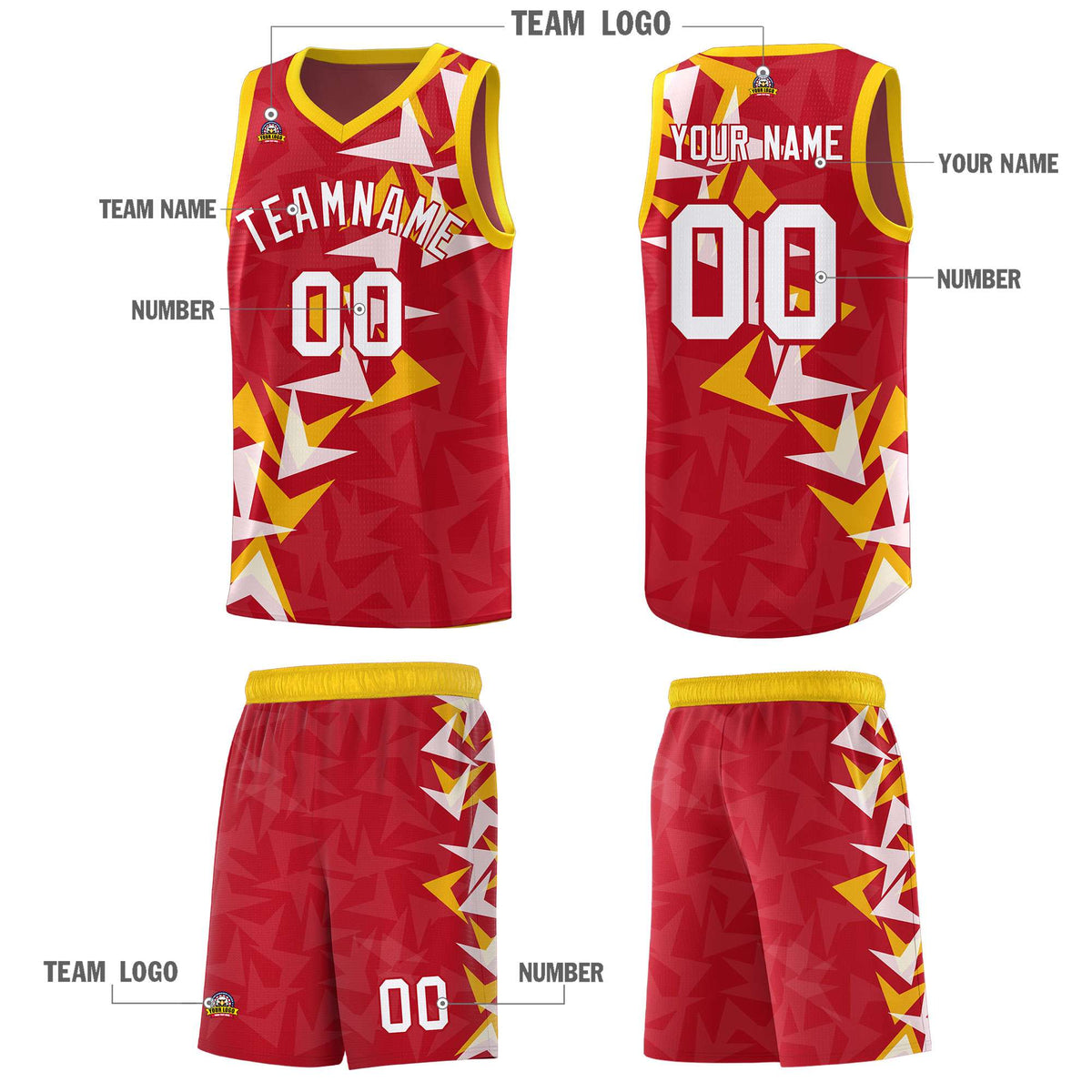 Custom Red Boomerang Pattern Kits Basketball Jersey|KXKSHOP
