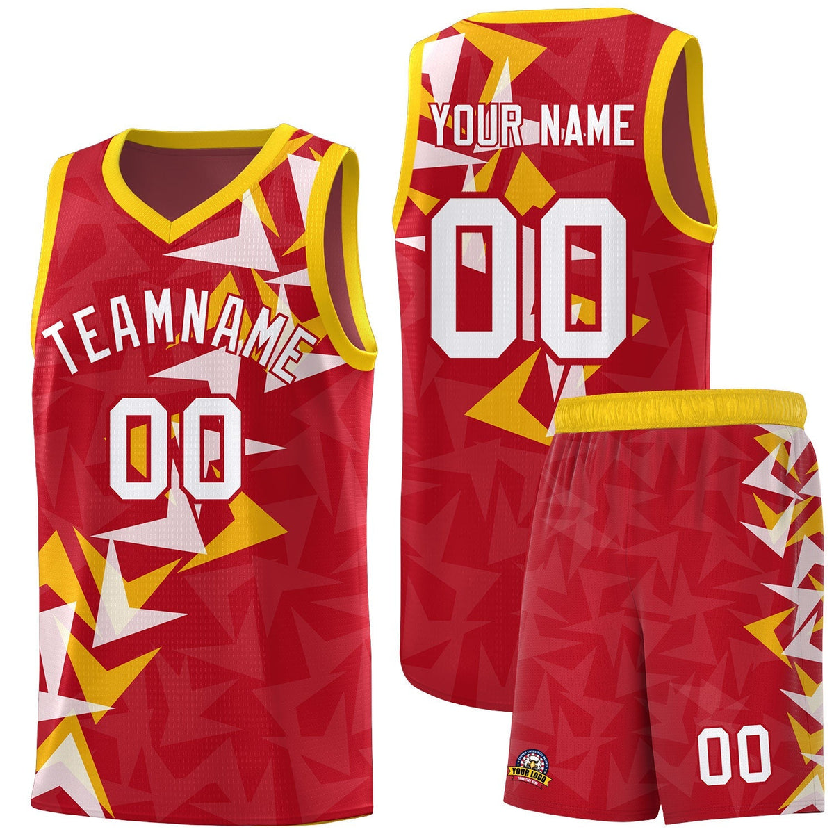 Custom Red Boomerang Pattern Kits Basketball Jersey|KXKSHOP