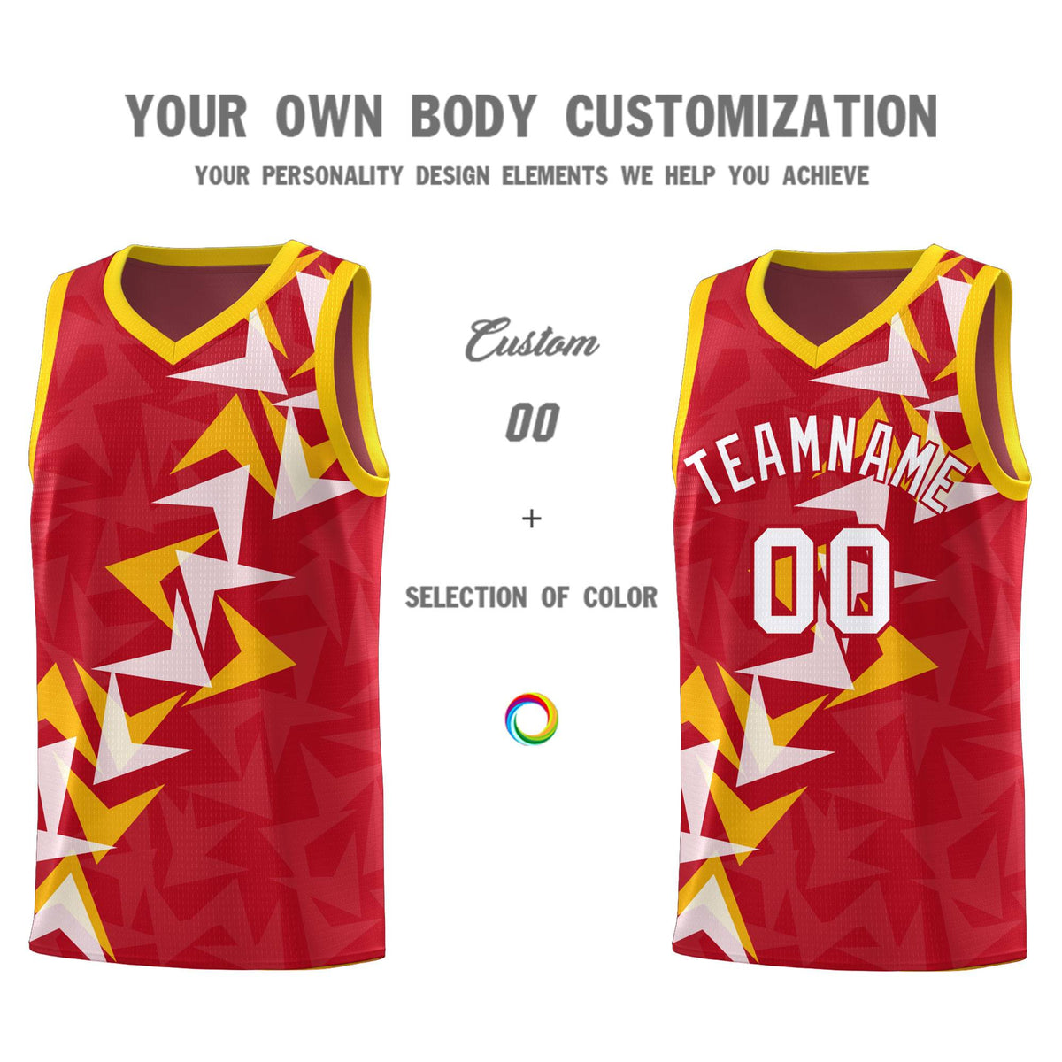 Custom Red Boomerang Pattern Kits Basketball Jersey|KXKSHOP