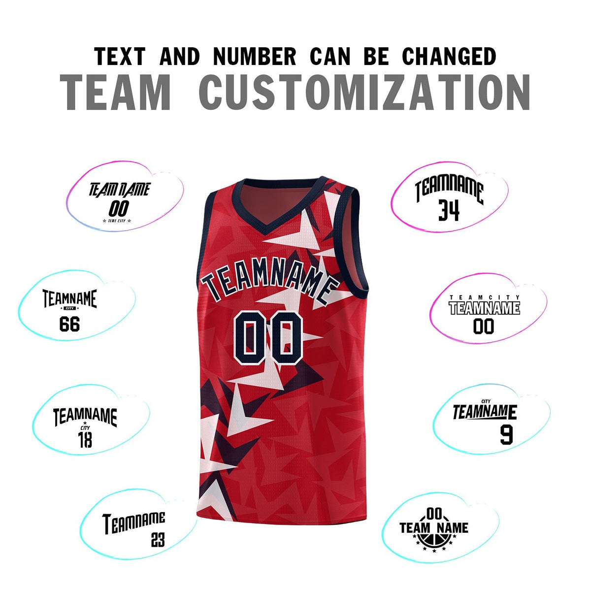 Custom Red Boomerang Pattern Kits Basketball Jersey|KXKSHOP
