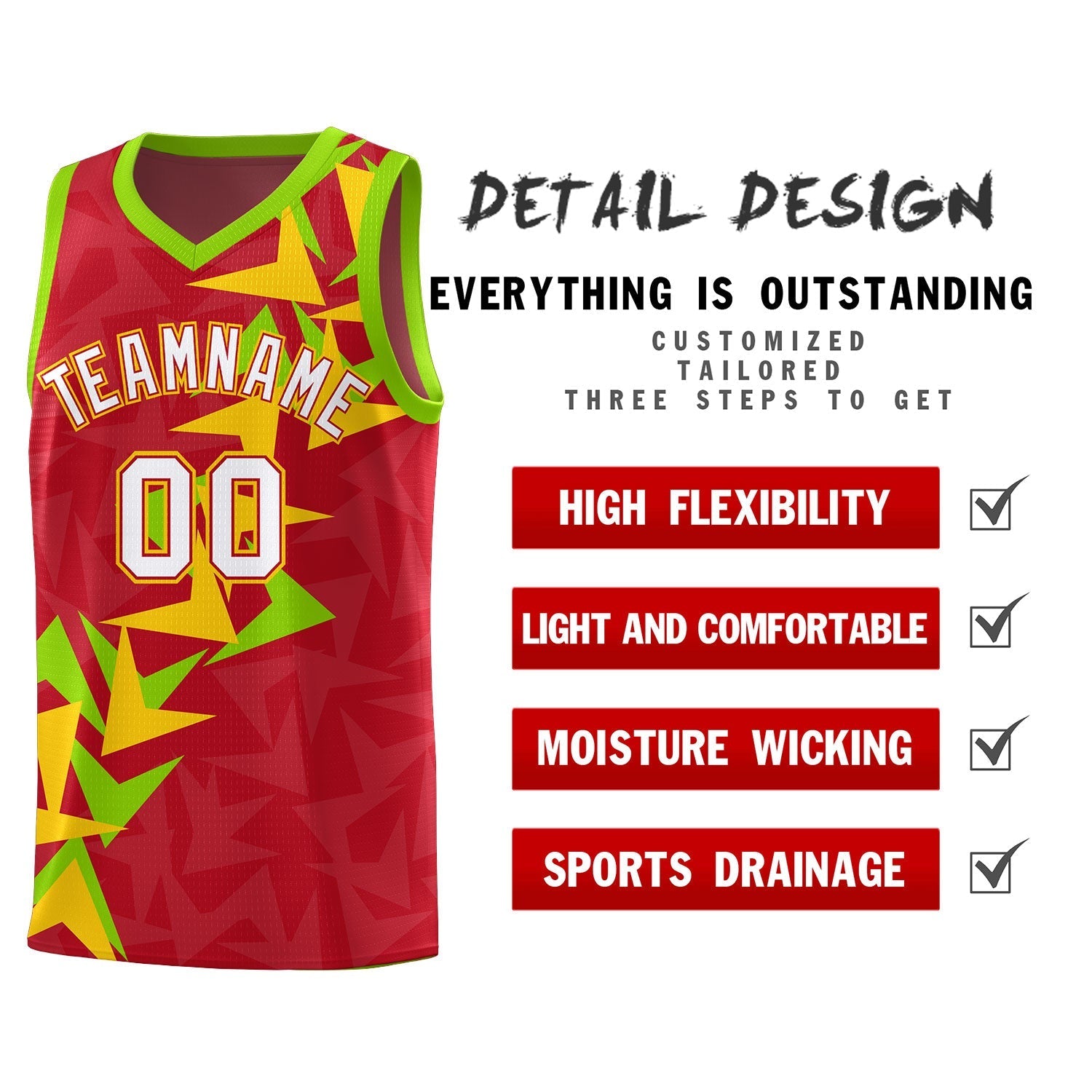 Custom Red Boomerang Pattern Kits Basketball Jersey|KXKSHOP
