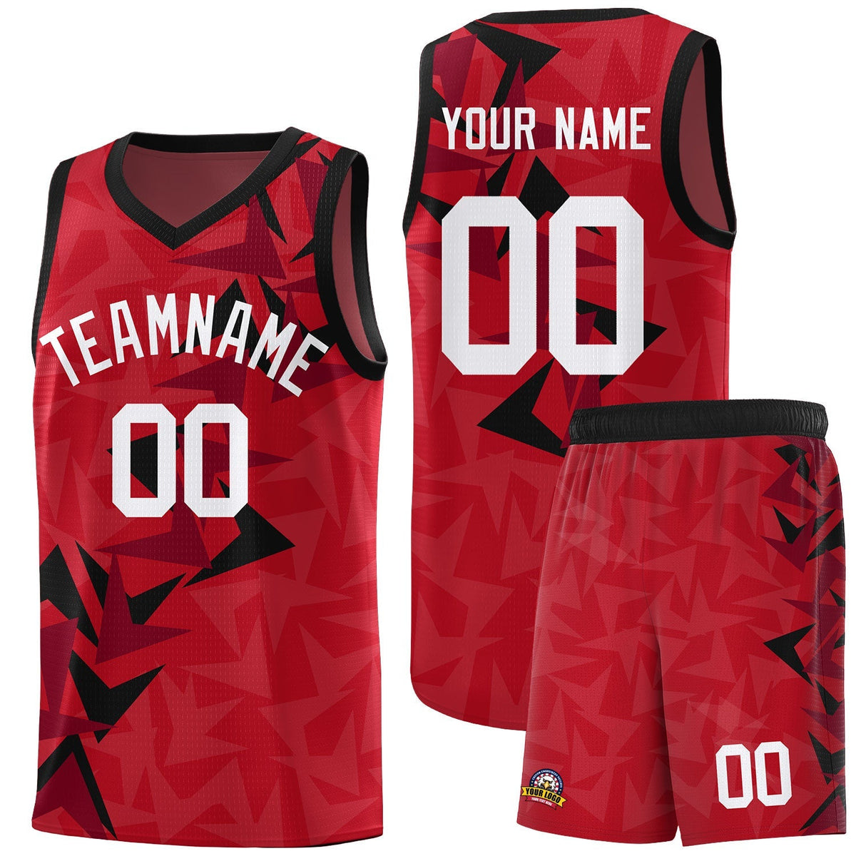 Custom Red Boomerang Pattern Kits Basketball Jersey|KXKSHOP