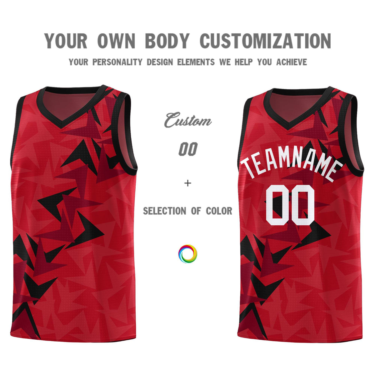 Custom Red Boomerang Pattern Kits Basketball Jersey|KXKSHOP