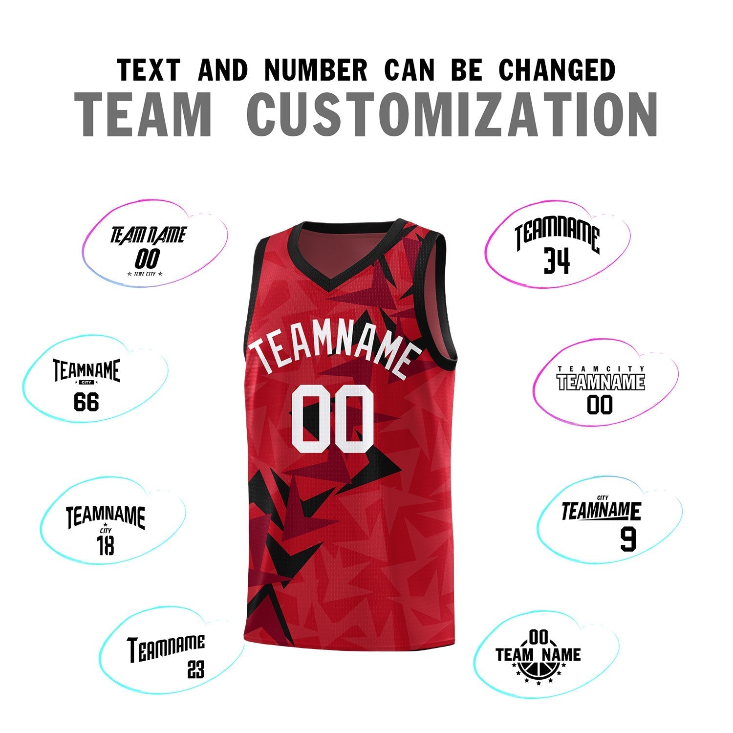 Custom Red Boomerang Pattern Kits Basketball Jersey|KXKSHOP