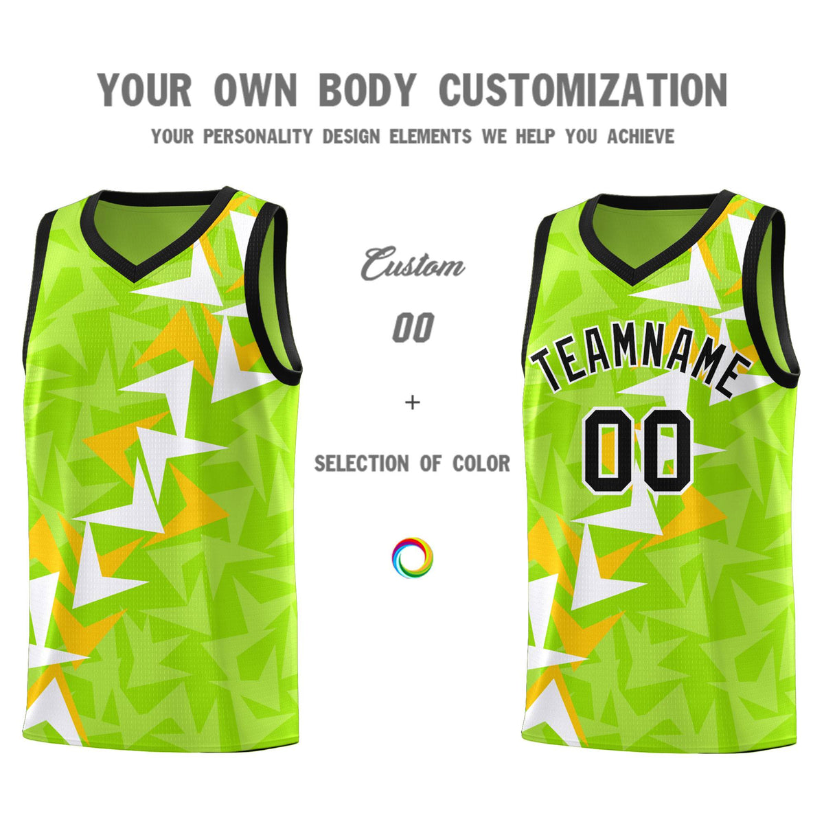 Custom Neon Green Boomerang Pattern Kits Basketball Jersey|KXKSHOP