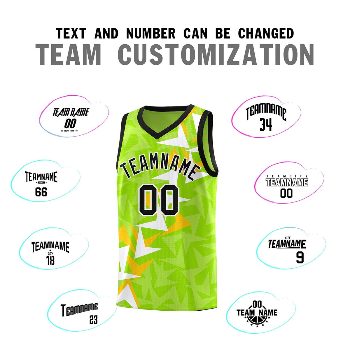 Custom Neon Green Boomerang Pattern Kits Basketball Jersey|KXKSHOP