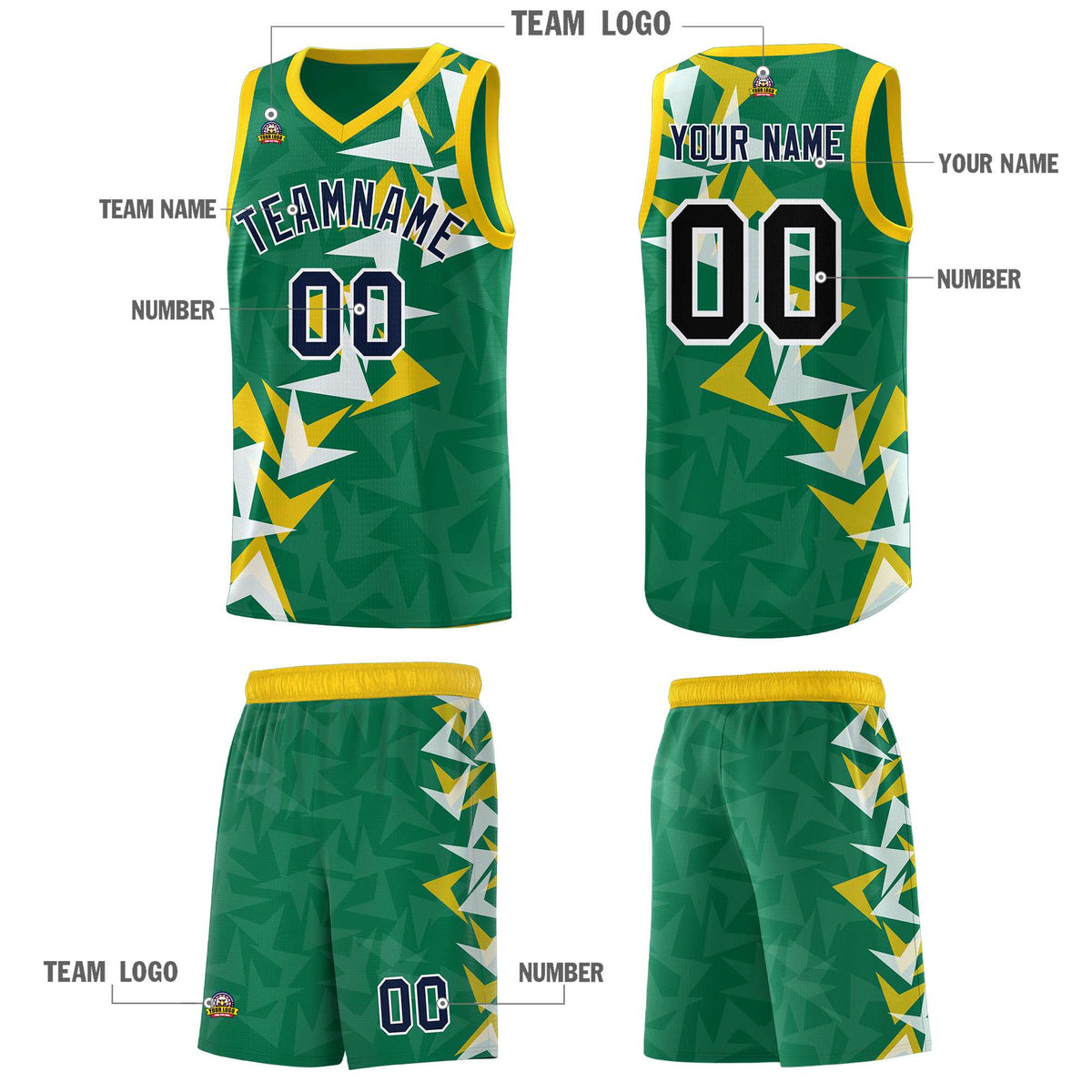 Custom Kelly Green Boomerang Pattern Kits Basketball Jersey|KXKSHOP