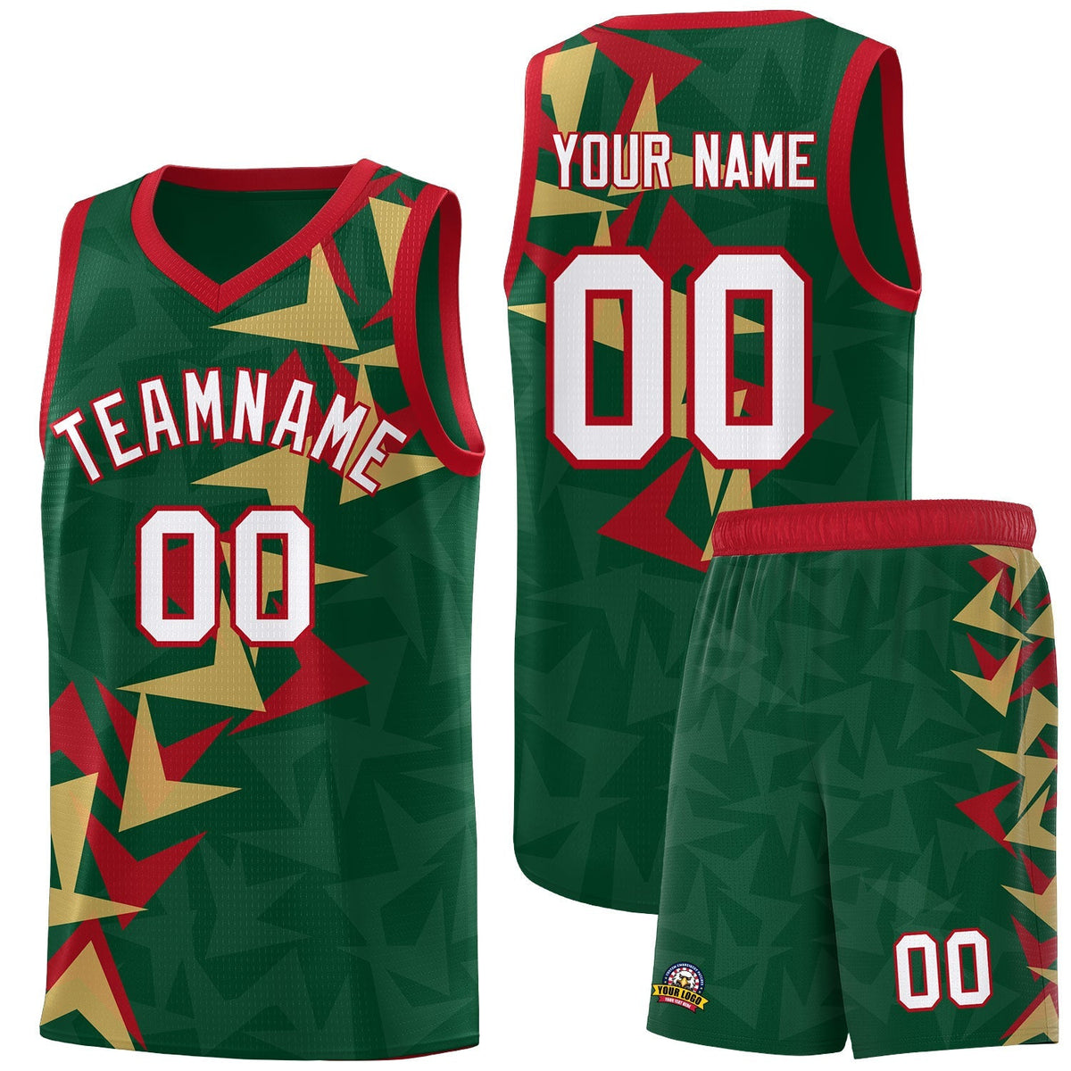Custom Hunter Green Boomerang Pattern Kits Basketball Jersey|KXKSHOP