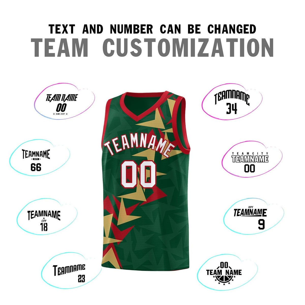 Custom Hunter Green Boomerang Pattern Kits Basketball Jersey|KXKSHOP