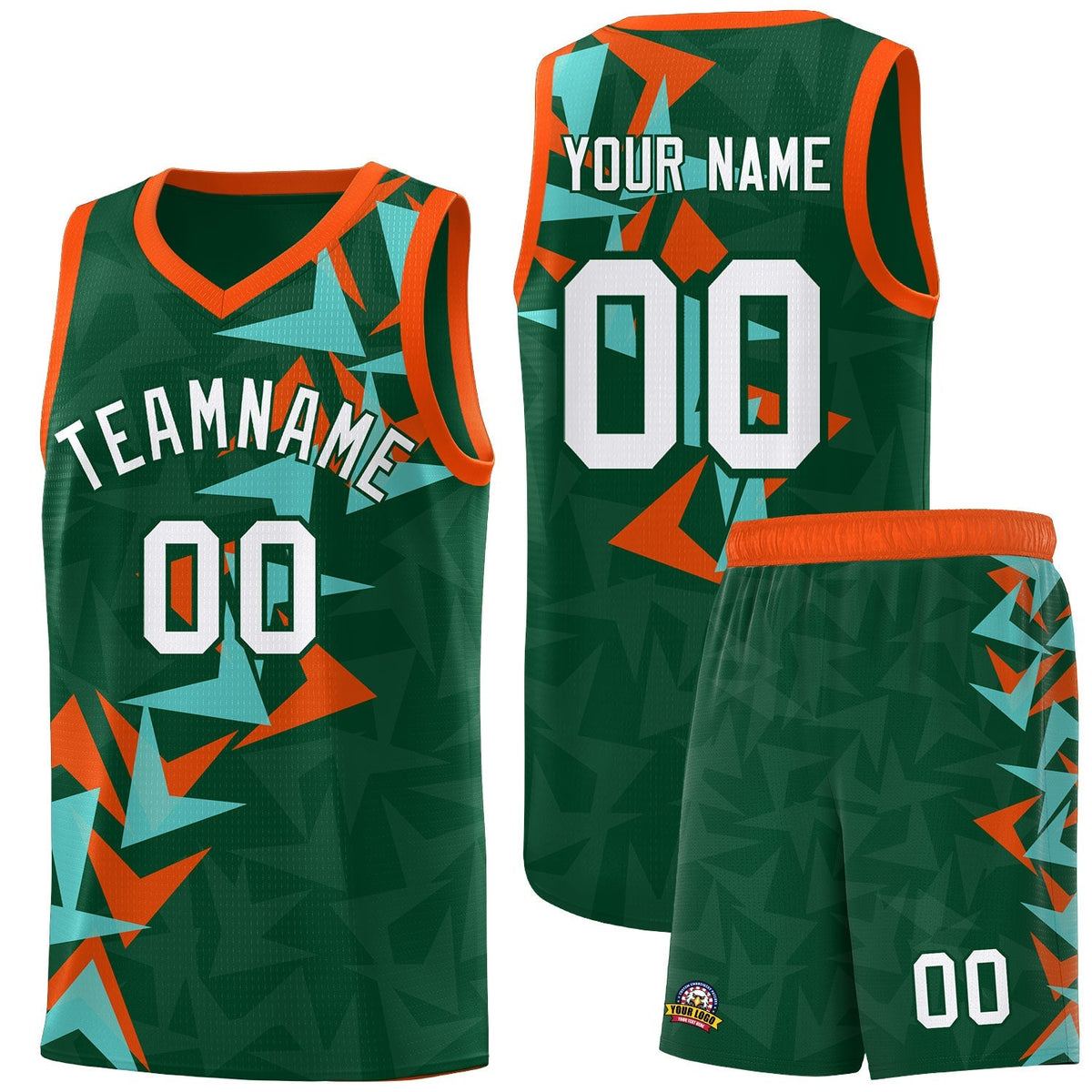 Custom Hunter Green Boomerang Pattern Kits Basketball Jersey|KXKSHOP