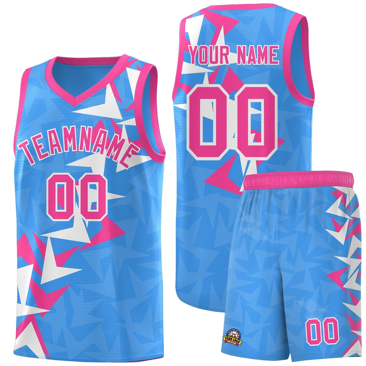 Custom Light Blue Boomerang Pattern Kits Basketball Jersey|KXKSHOP