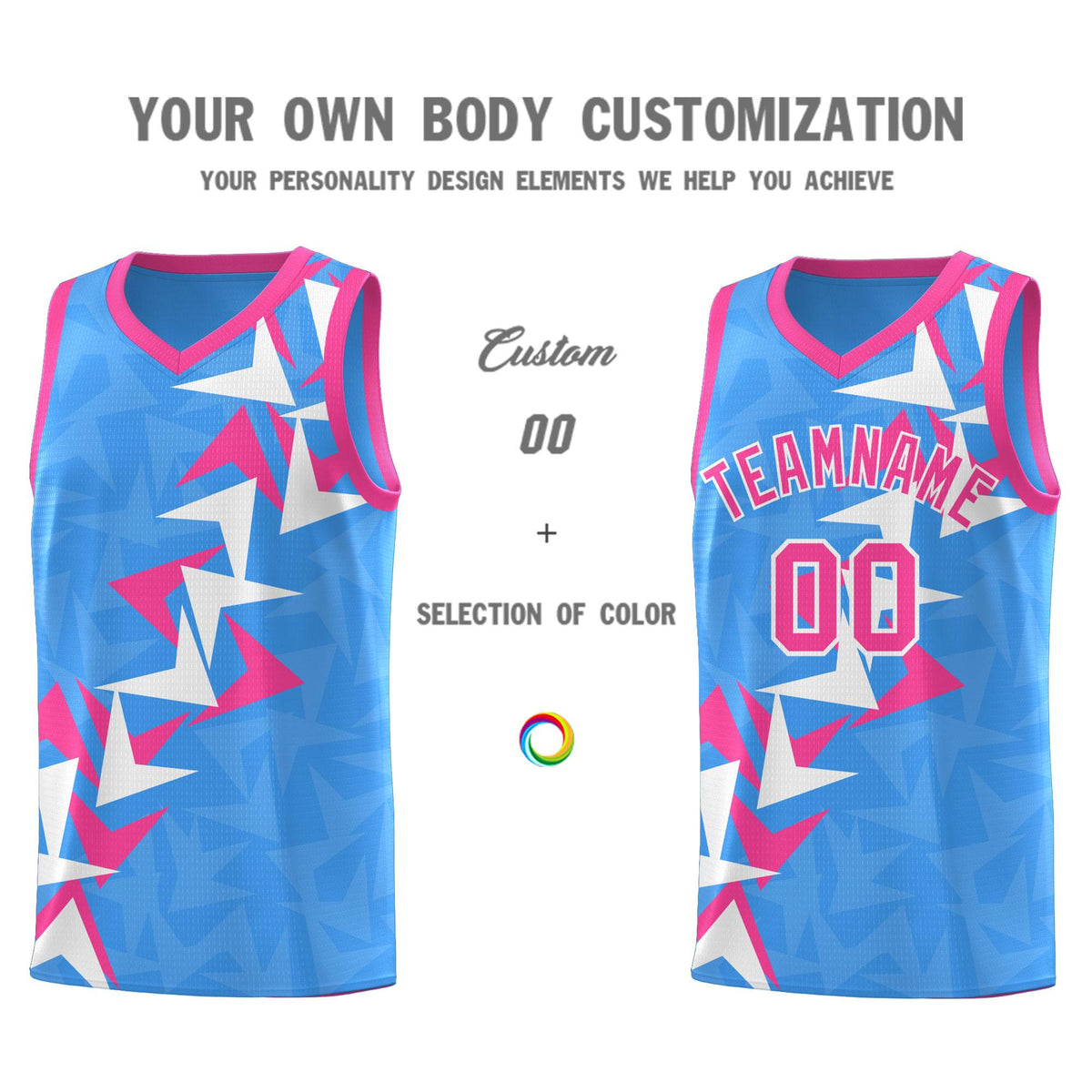 Custom Light Blue Boomerang Pattern Kits Basketball Jersey|KXKSHOP