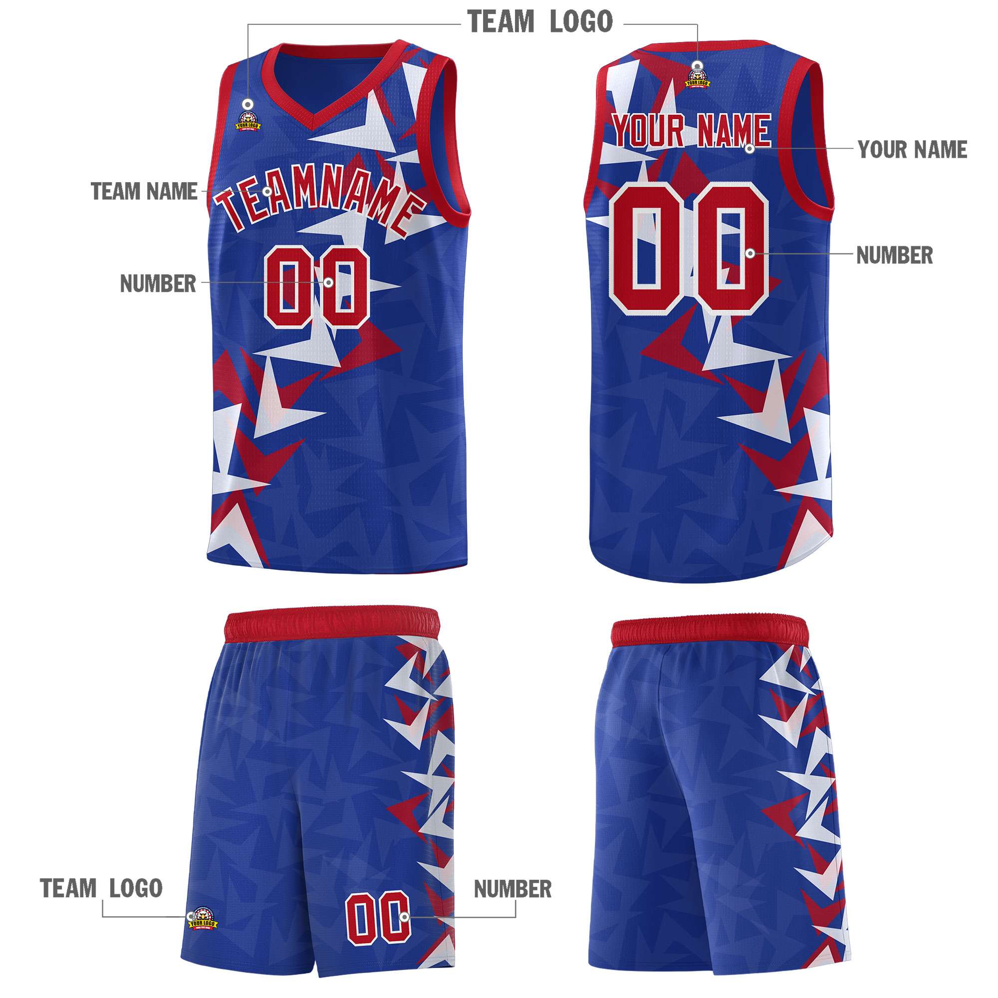 Custom Royal Boomerang Pattern Kits Basketball Jersey|KXKSHOP