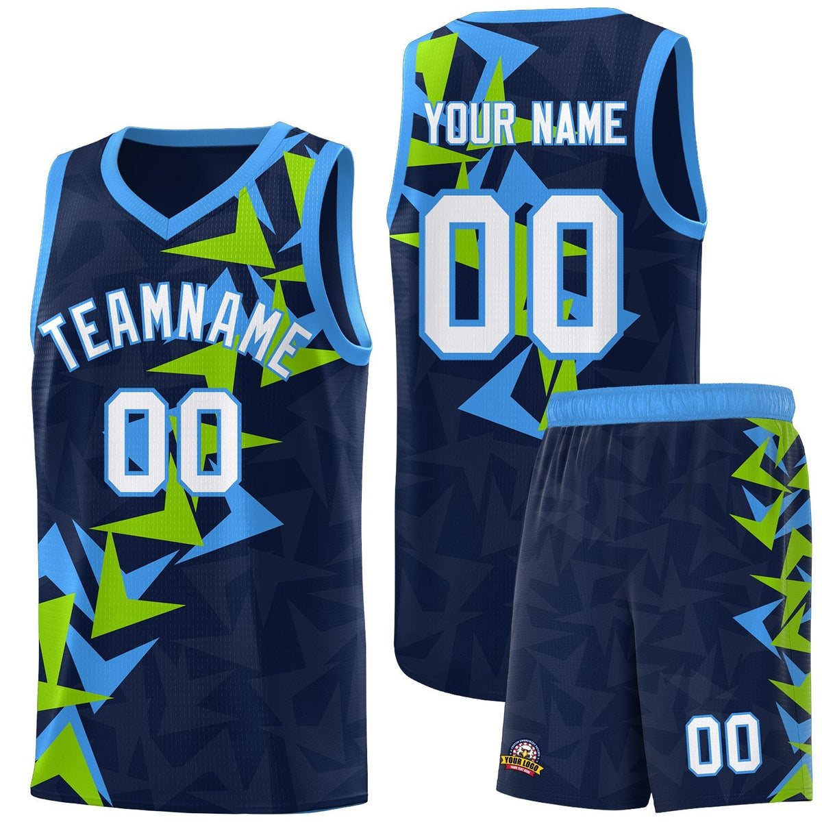 Custom Navy Boomerang Pattern Kits Basketball Jersey|KXKSHOP