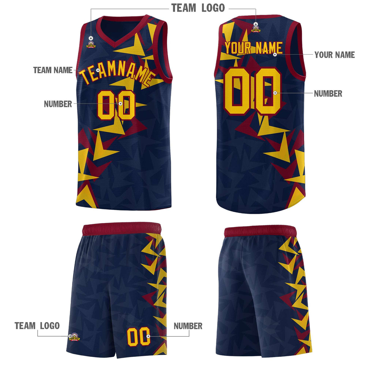 Custom Navy Boomerang Pattern Kits Basketball Jersey|KXKSHOP
