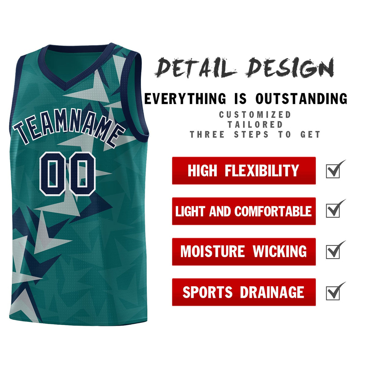 Custom Aqua Boomerang Pattern Kits Basketball Jersey|KXKSHOP